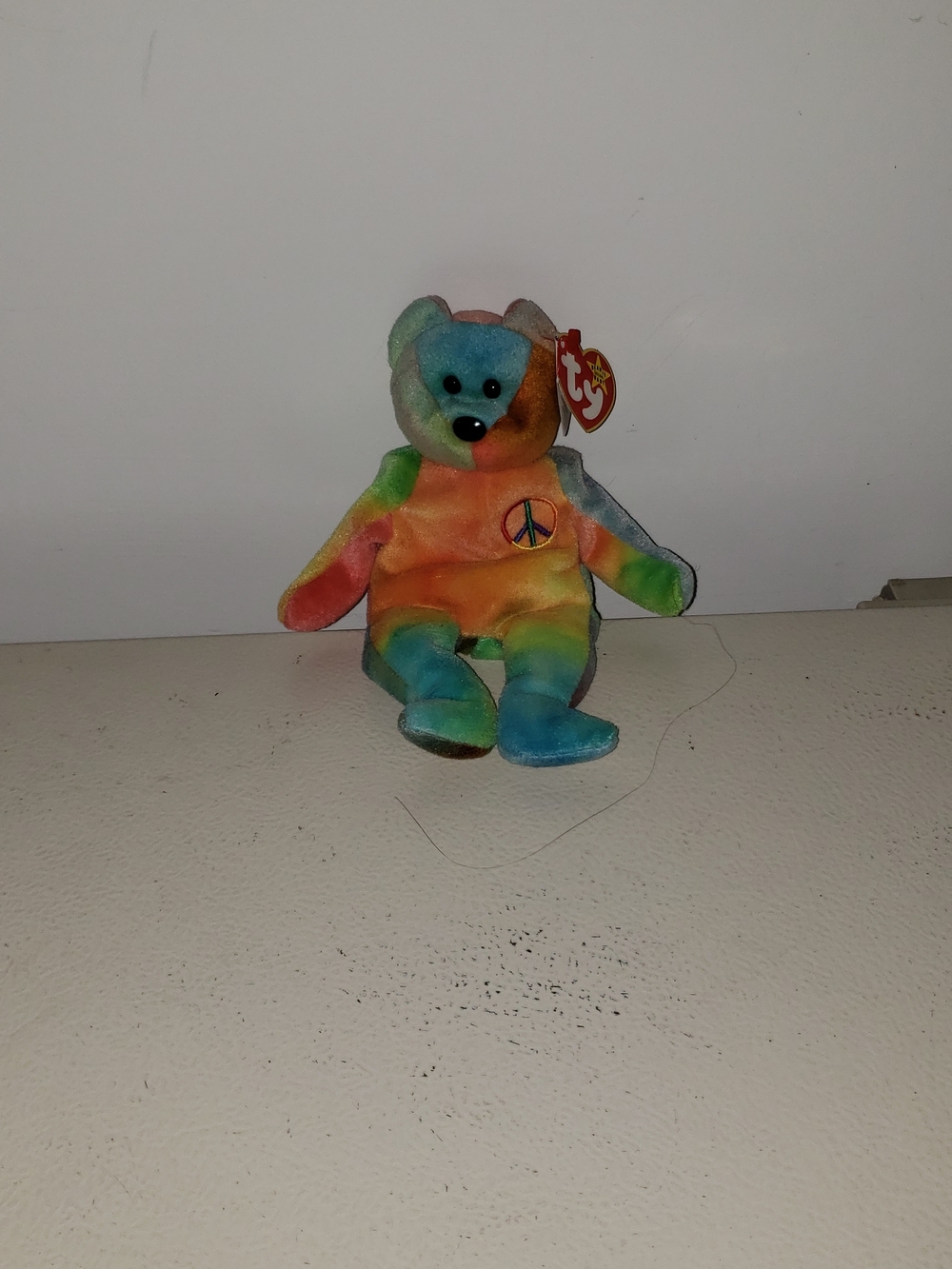 Ty Beanie Baby Peace Bear Plush - Multicolor Tie-Dye